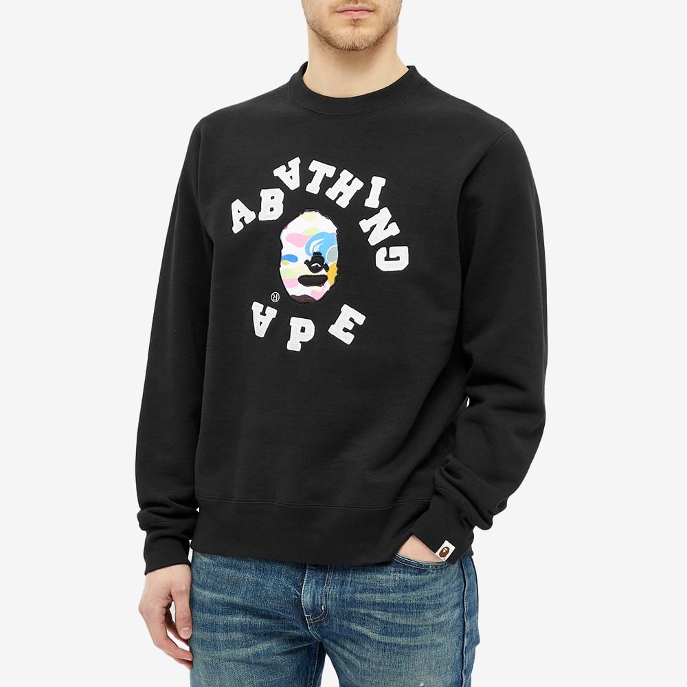 A Bathing Ape Multi Camo Embroidery Heavyweight Crew Sweat - 4