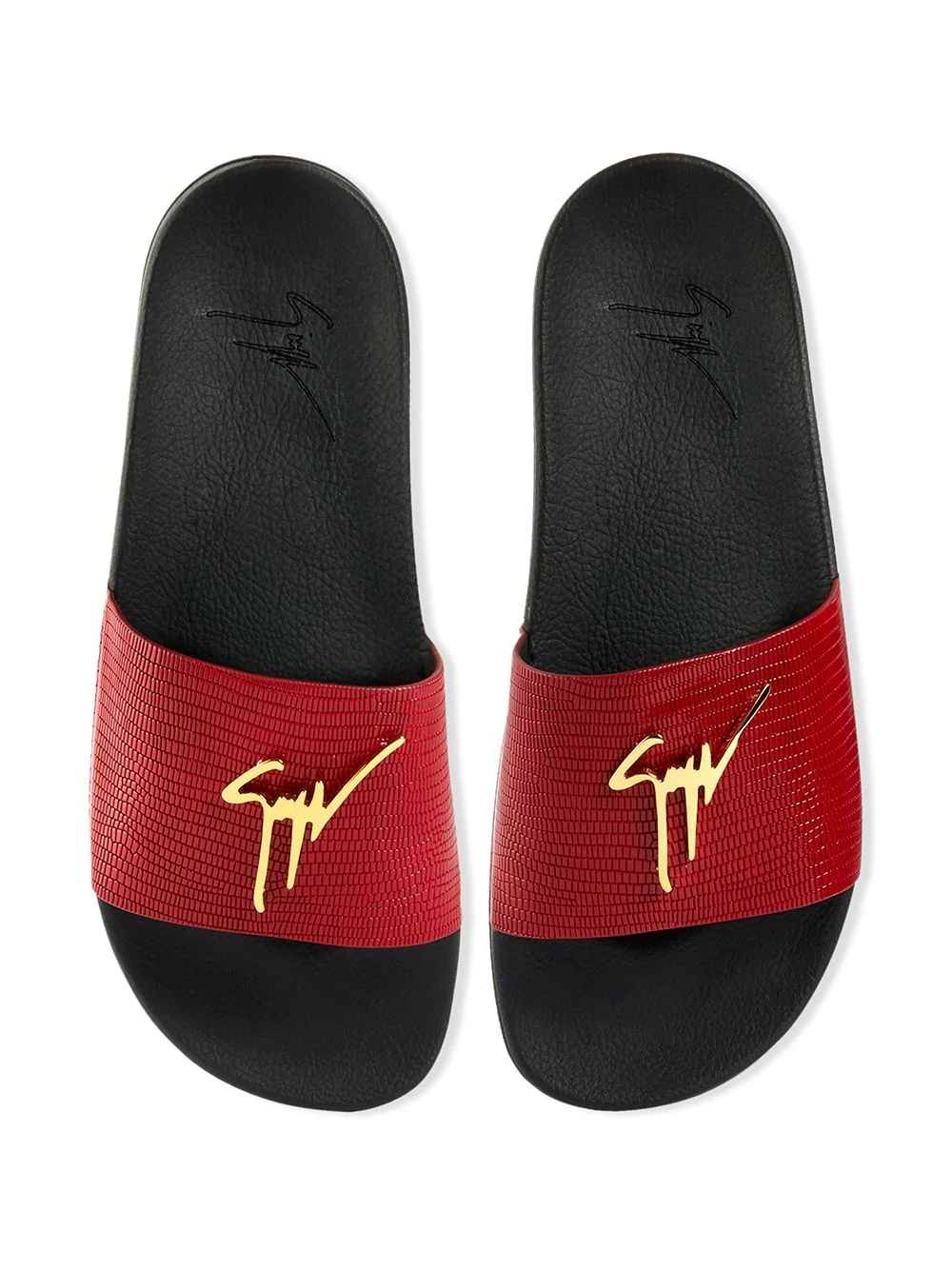 Brett lizard-effect leather slides - 4