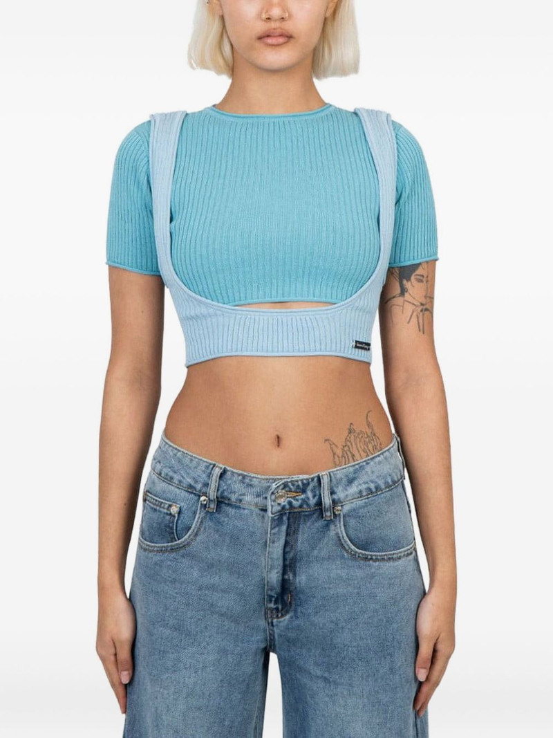 ribbed-knit cut-out top 1