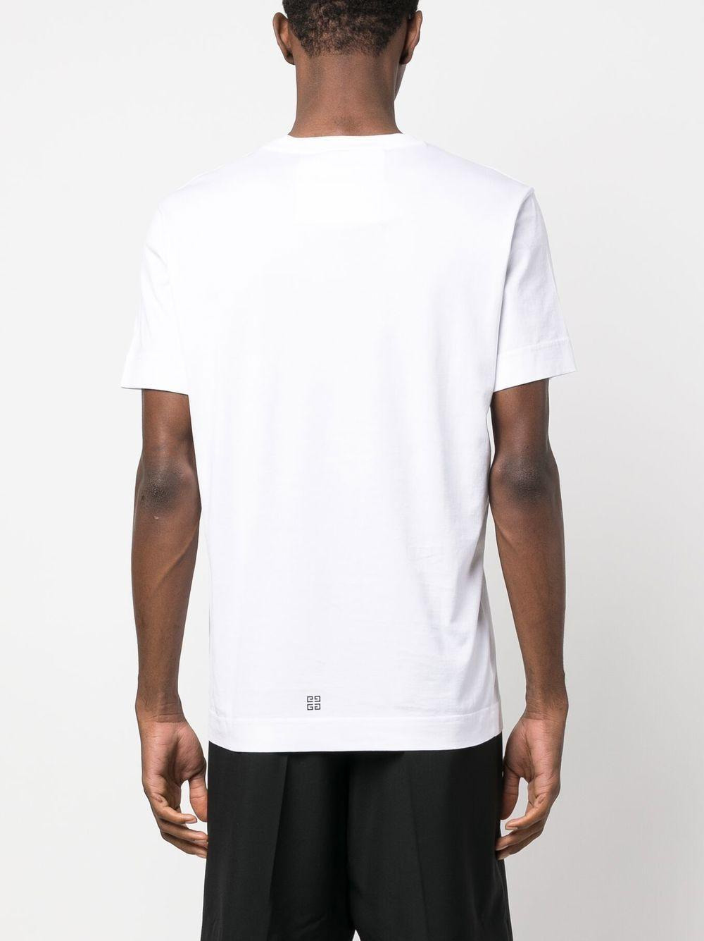 White cotton jersey slim-fit T-shirt with Givenchy Archetype print at front. - 3