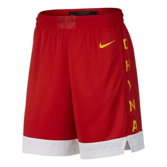 Nike China Team Alphabet Logo Contrasting Colors Sports Basketball Shorts Red AV3830-637 - 1