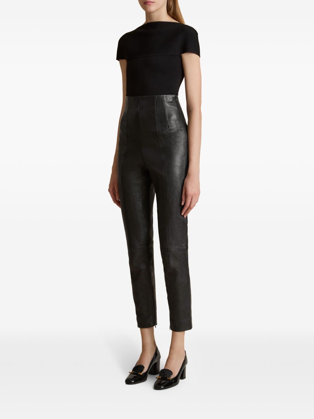 leather tapered trousers - 2