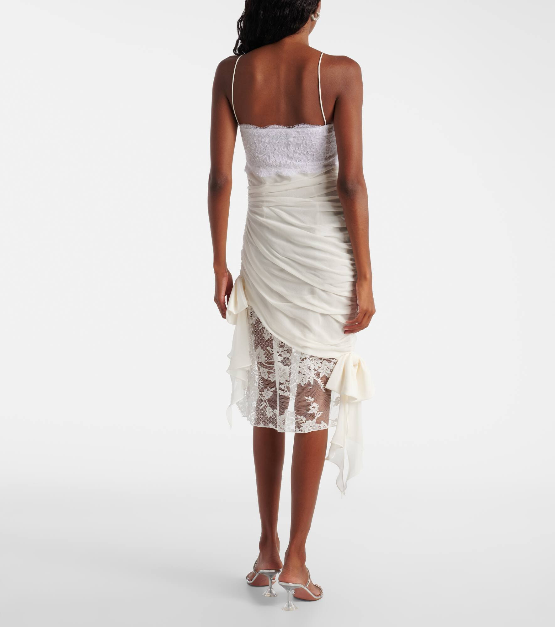 Lace-trimmed silk georgette midi dress - 3