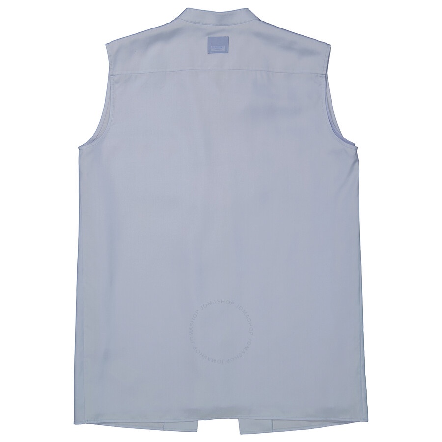 Burberry Ladies Pale Blue Suziesl Logo Detail Sleeveless Silk Crepe De Chine Shirt - 2