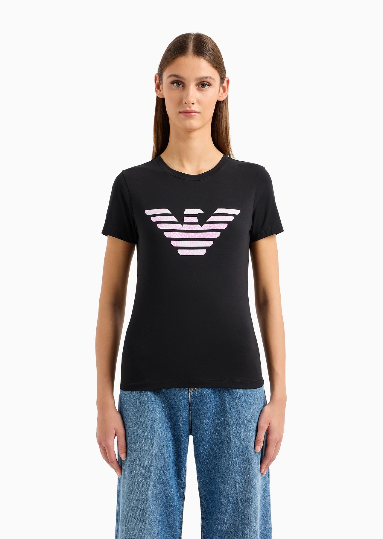 Organic stretch jersey T-shirt with ASV oversized eagle pattern - 2