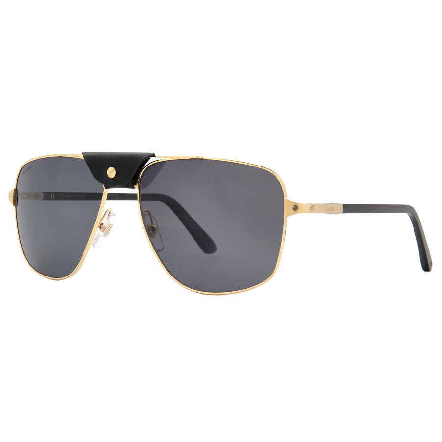 Cartier Santos de Cartier Polarized Grey Pilot Men's Sunglasses CT0097S 001 59 - 2