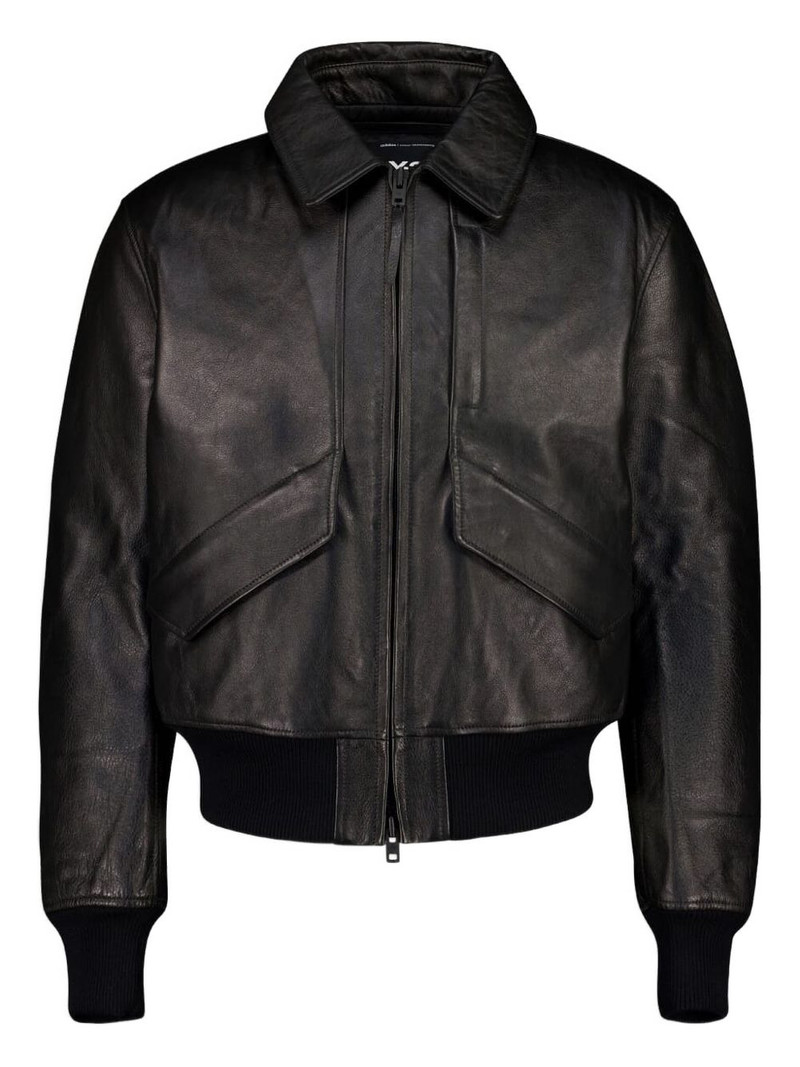 zipped-front leather jacket 1