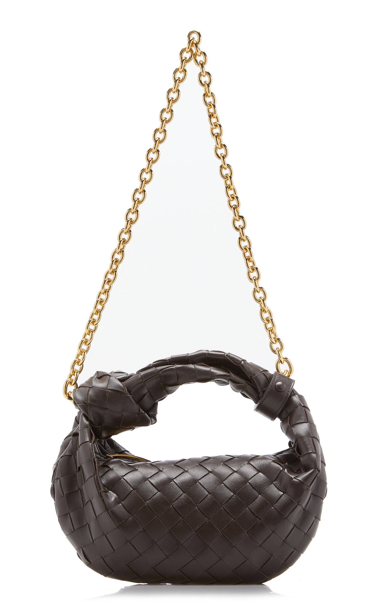 The Mini Jodie Chain-Embellished Leather Bag brown - 3