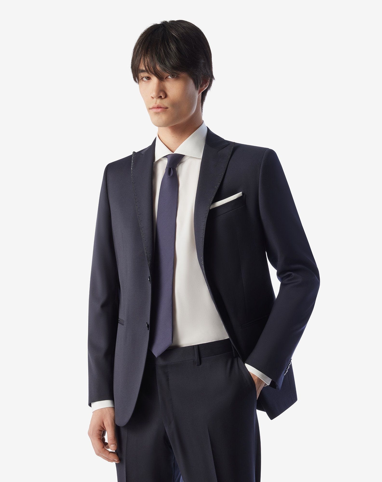 Navy blue pure wool tuxedo - 4