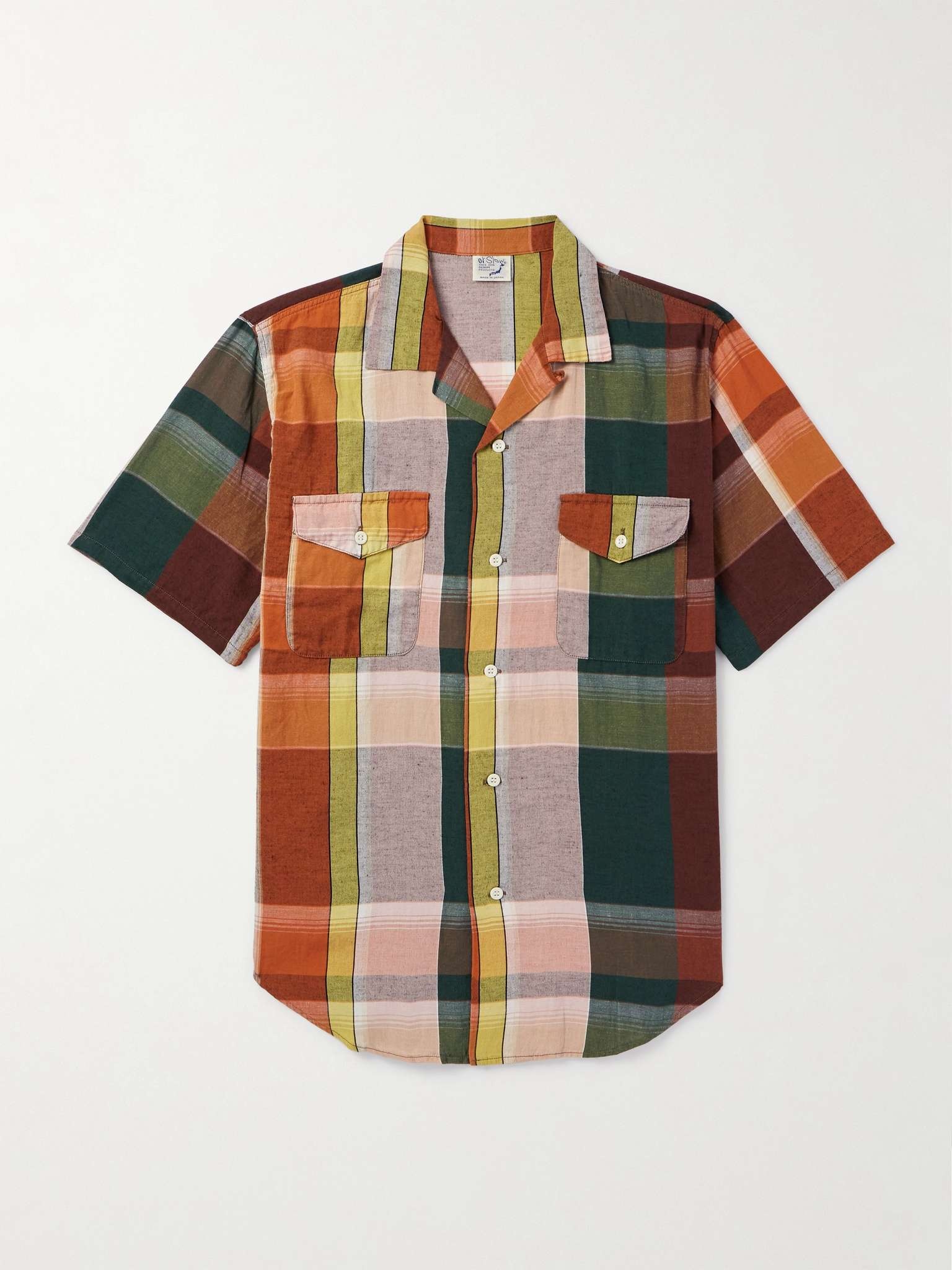 Convertible-Collar Checked Cotton and Linen-Blend Shirt - 1