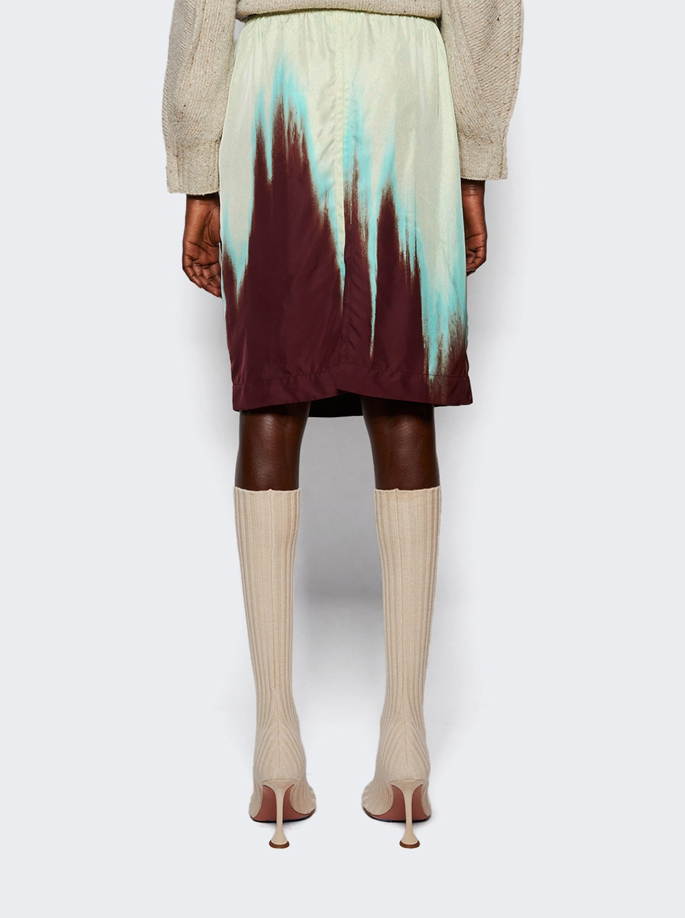Degrade Petal Print Skirt Burgundy And Mint - 5
