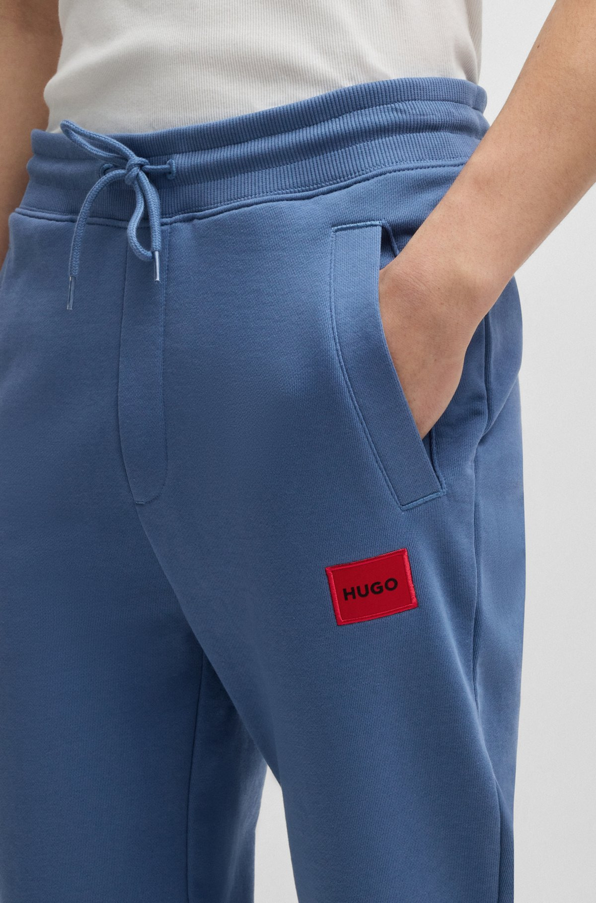 COTTON-TERRY TRACKSUIT BOTTOMS WITH RED LOGO LABEL - 3