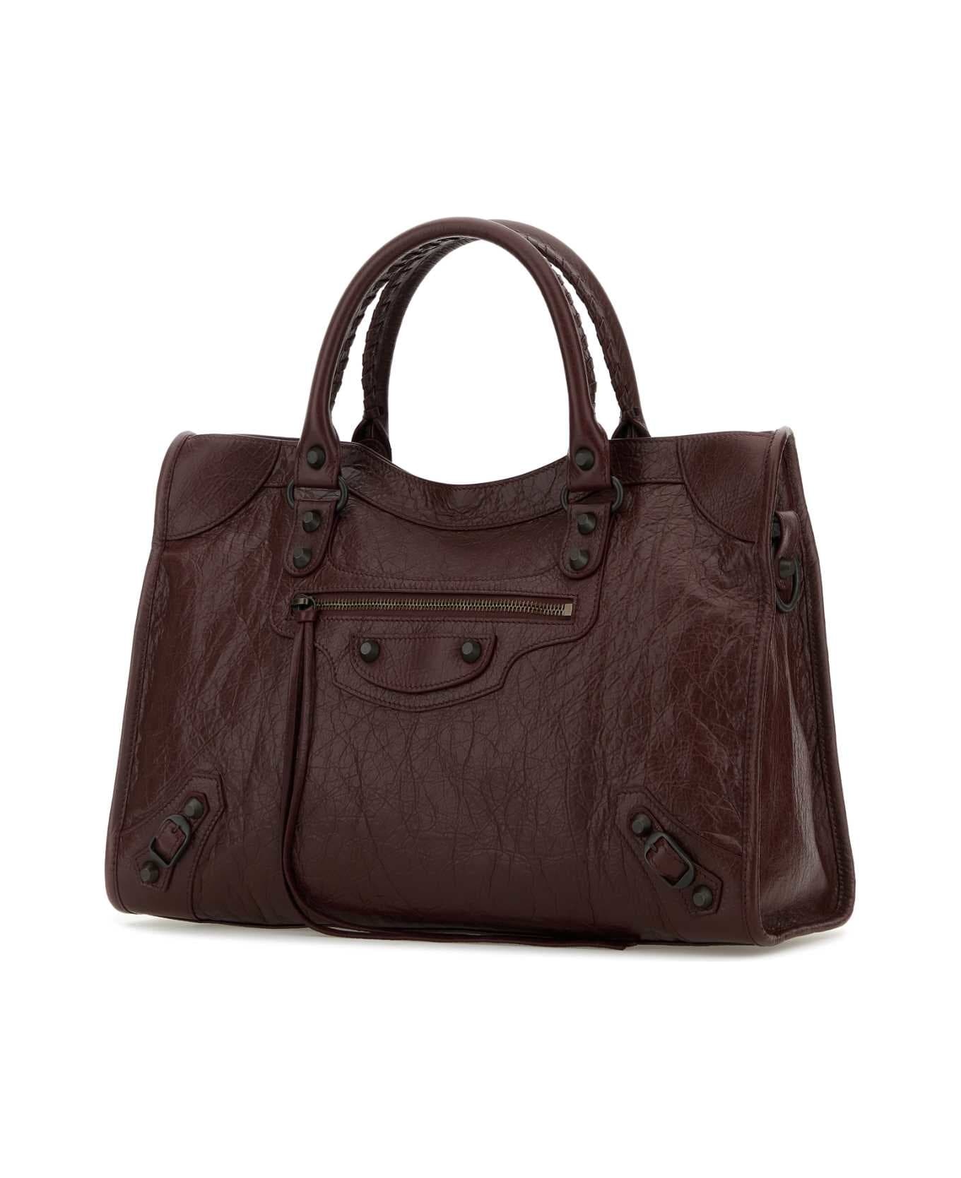 Burgundy Leather Medium Le City Handbag - 2