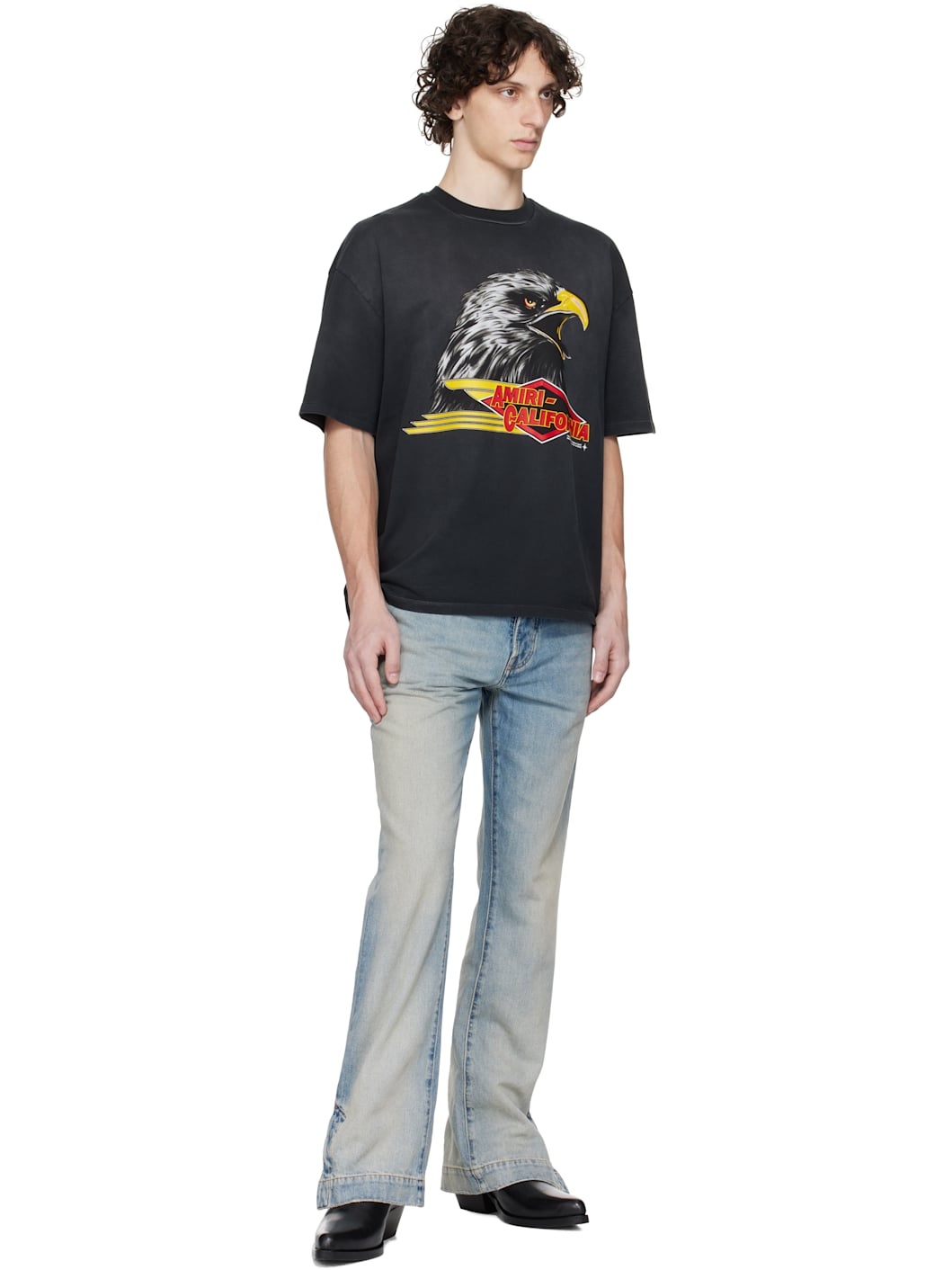 Black 'Amiri Eagle' Oversized T-shirt - 4