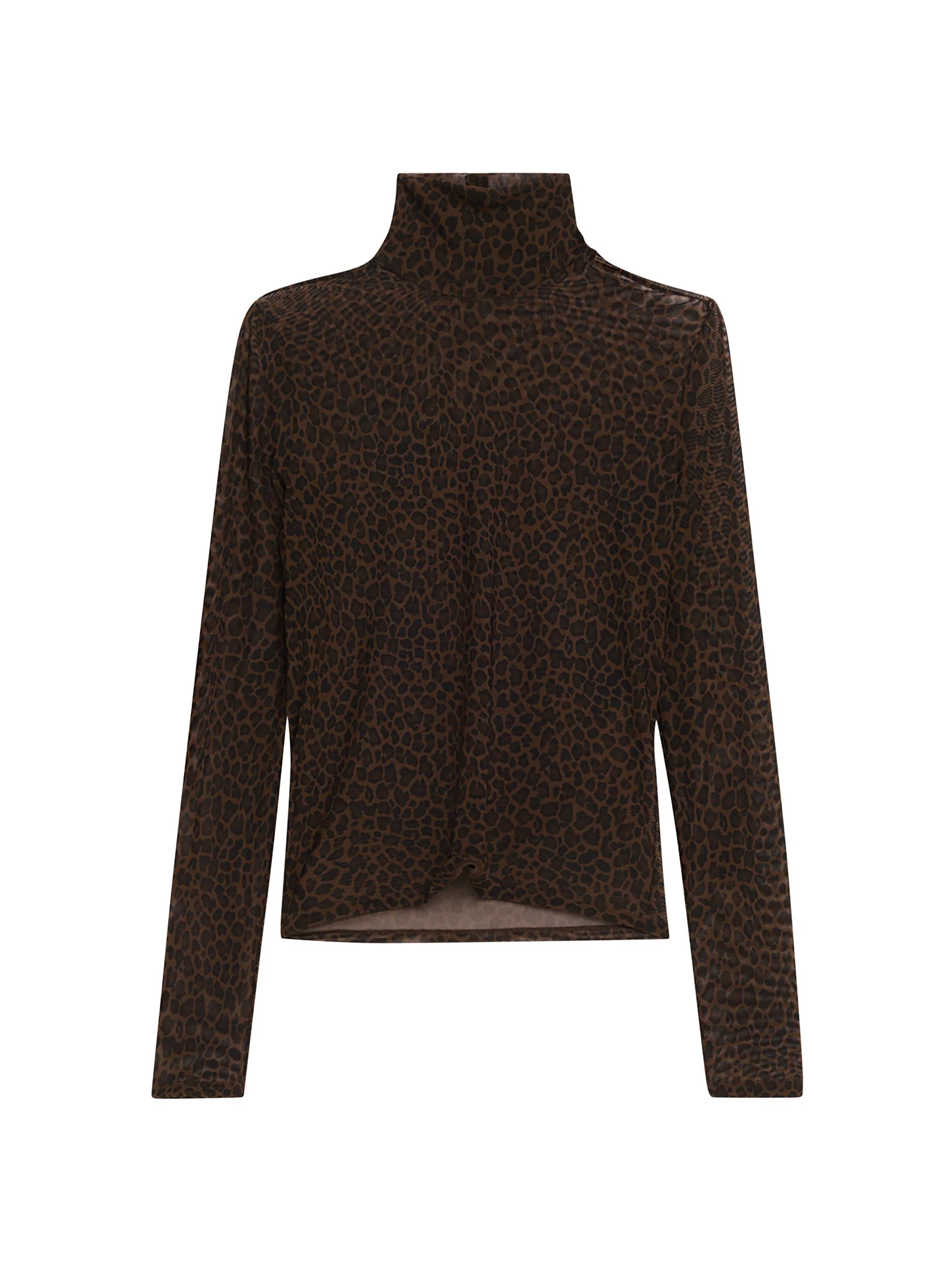 Women's The Leopard-Print Sheer Mesh Turtleneck Top - Leopard - 1