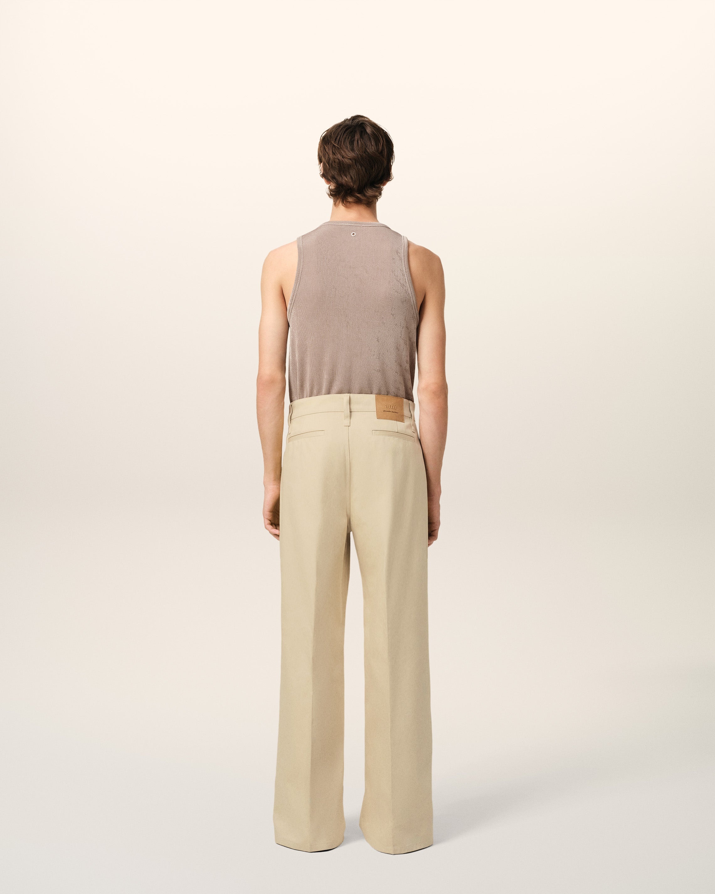 BEIGE COTTON BAGGY FIT TROUSERS - 4