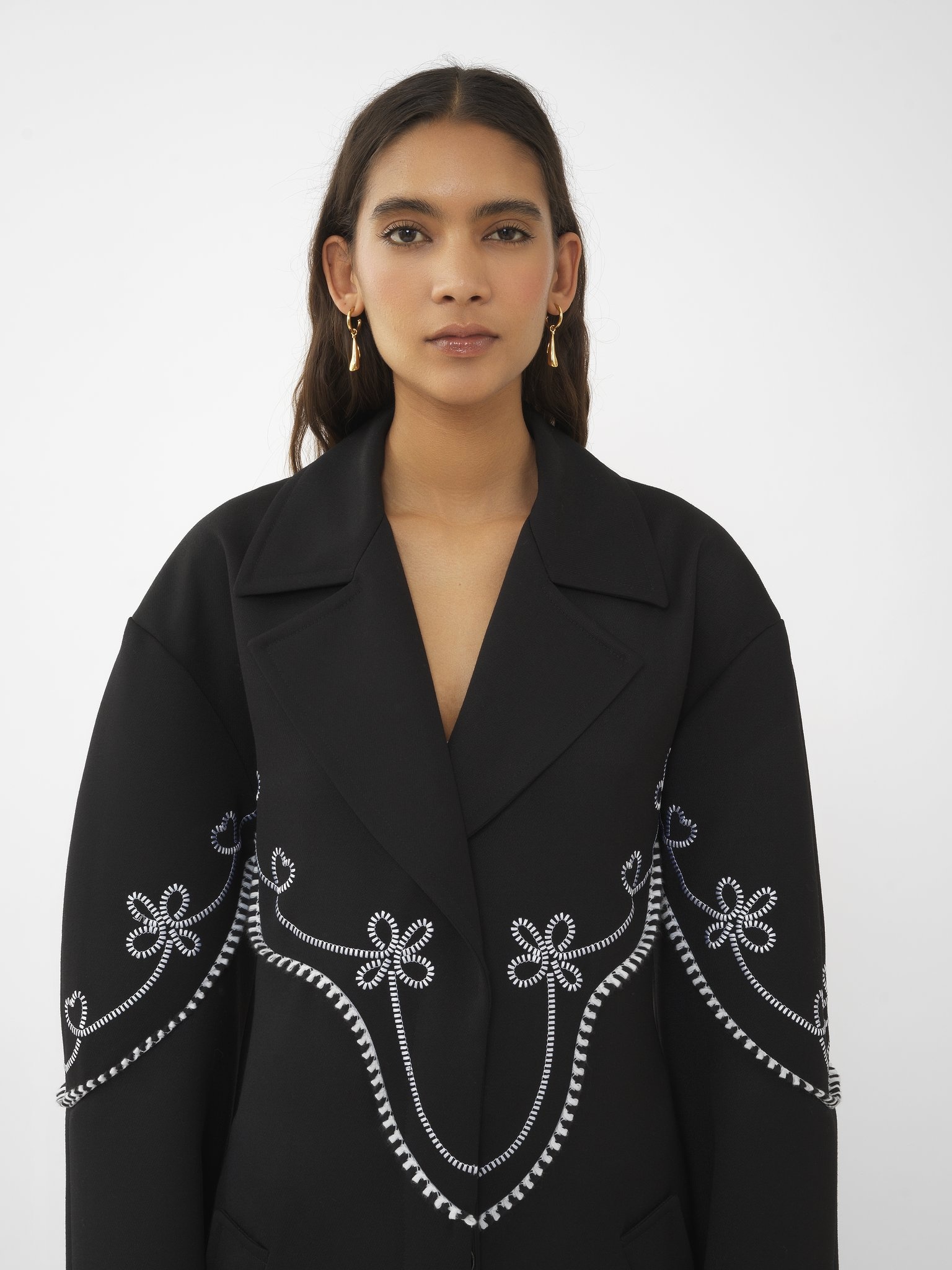 EMBROIDERED LONG TRENCH COAT - 6