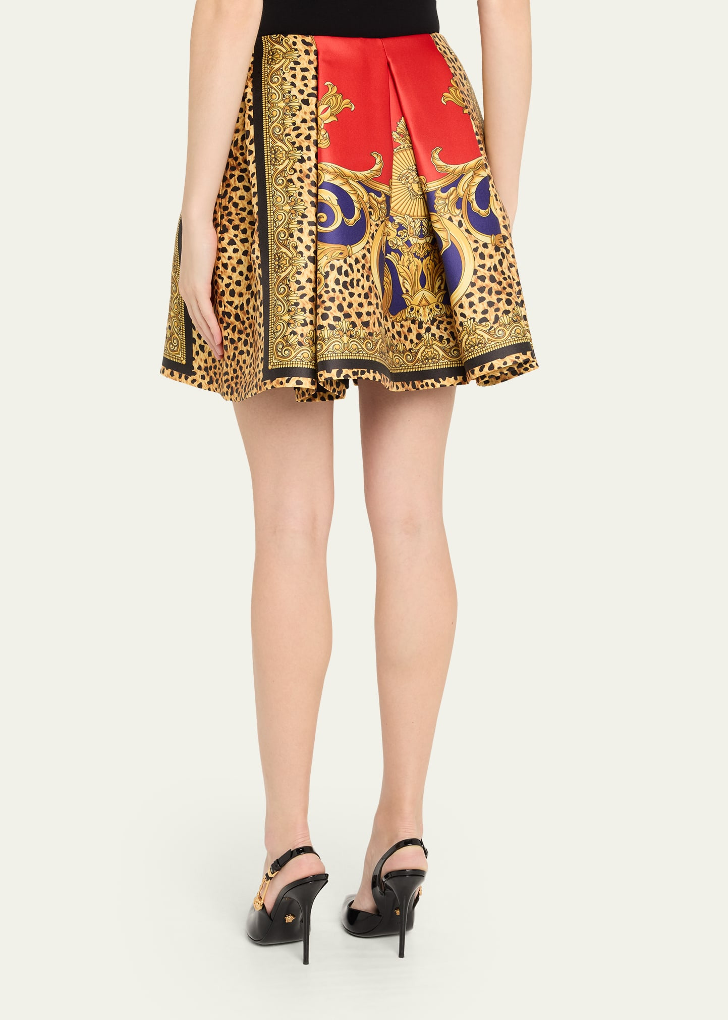 Pleated Cheetah Barocco Mini Skirt - 3