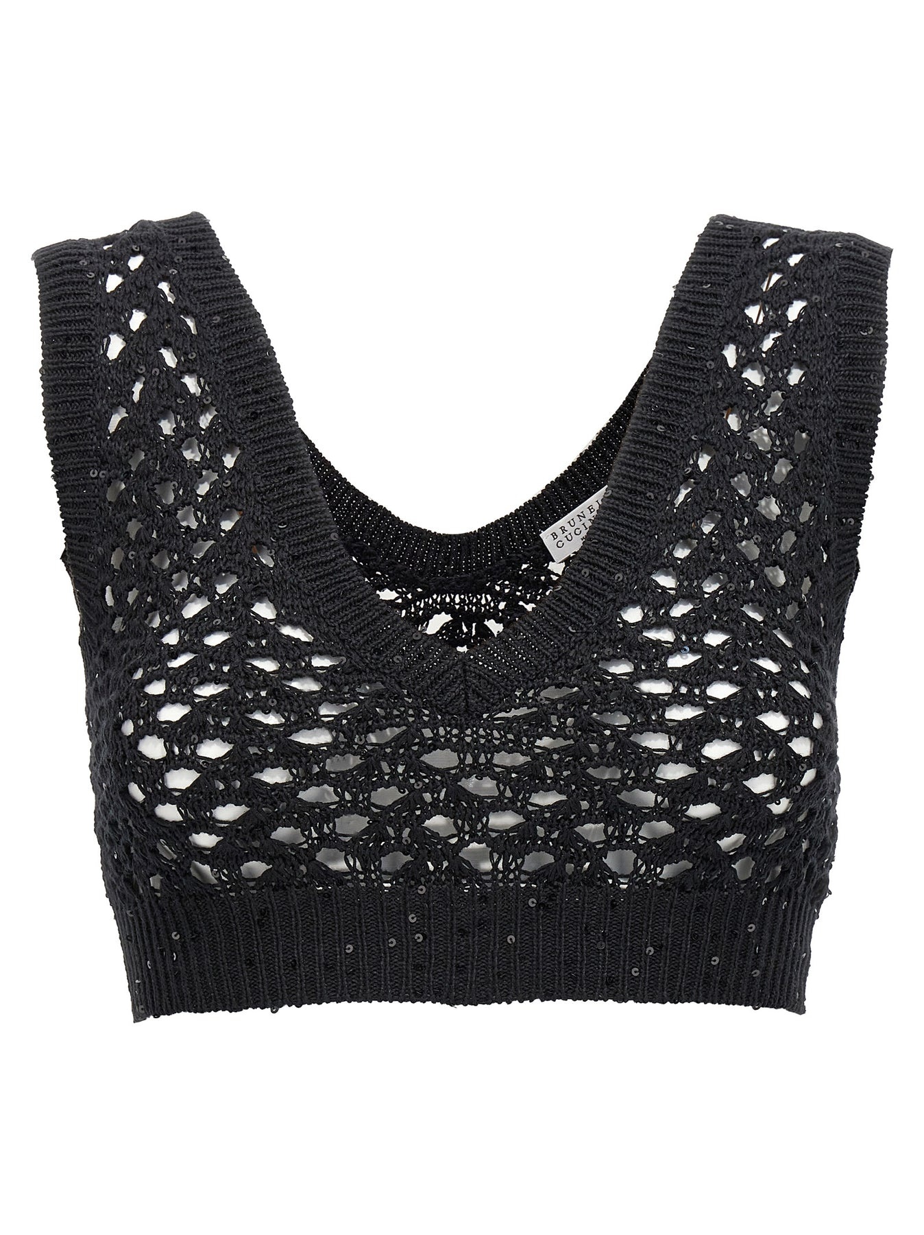 Sequin Crop Top Tops Black - 1