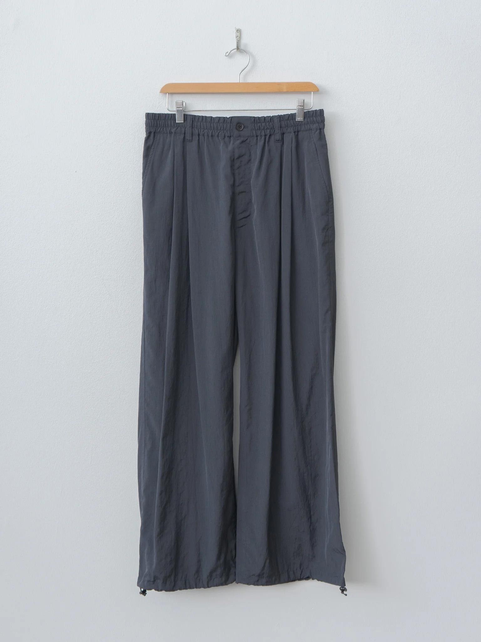 Silk Nylon 2Pleated Easy Pants - Dusty Navy - 1