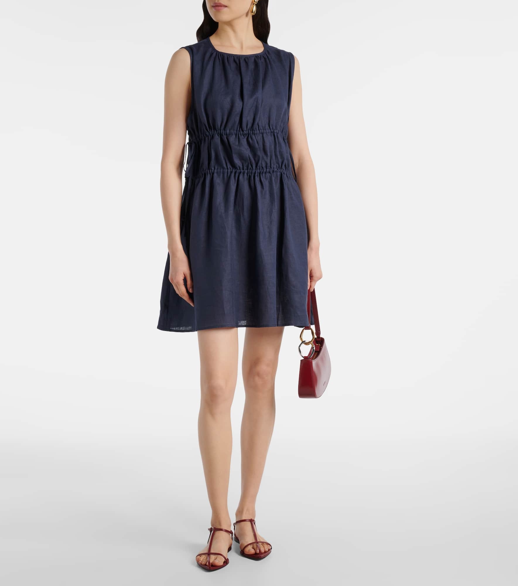 Como gathered linen minidress - 2