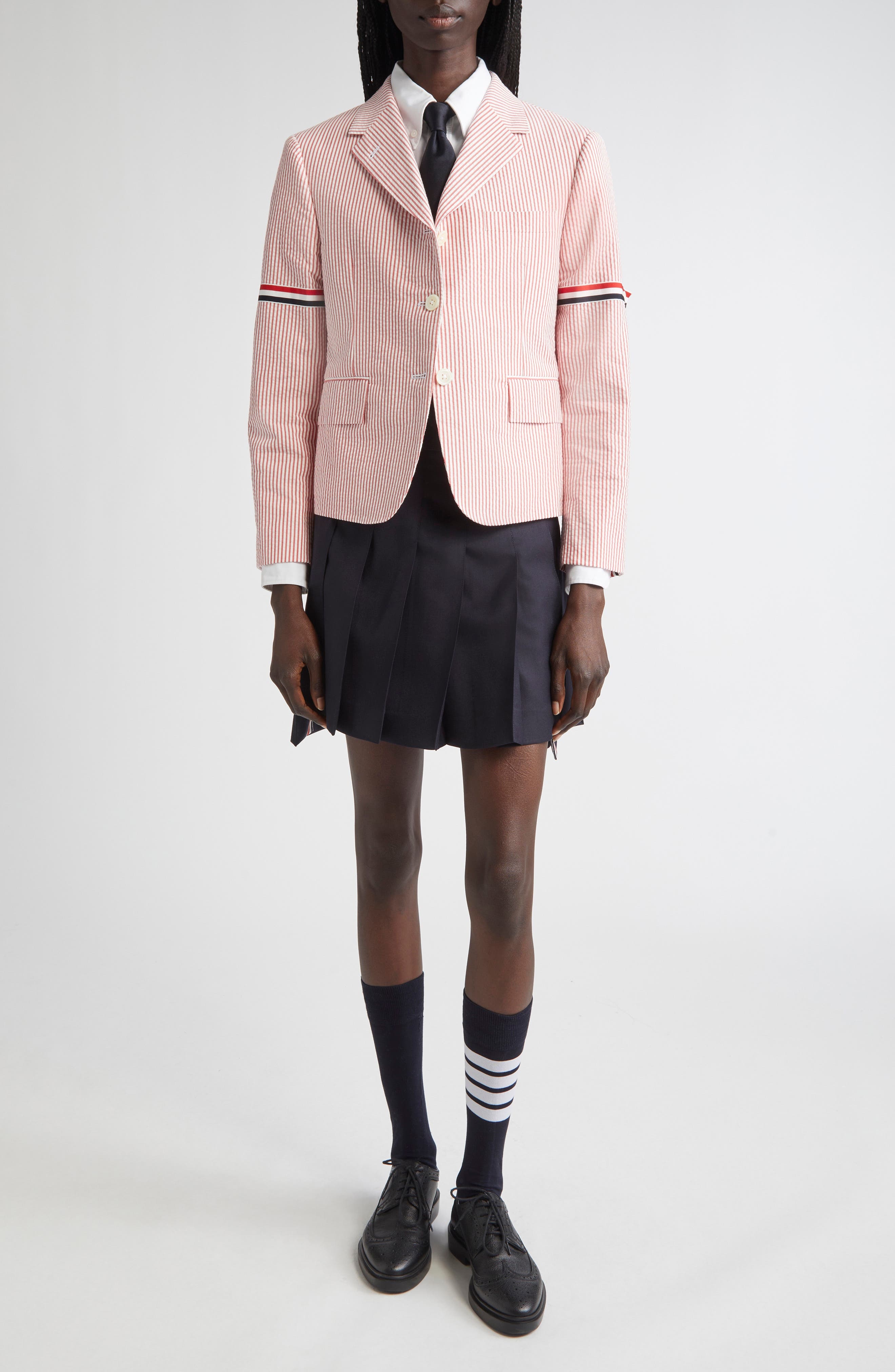 Thom Browne Drop Back Pleated Wool Miniskirt in Navy at Nordstrom - 2