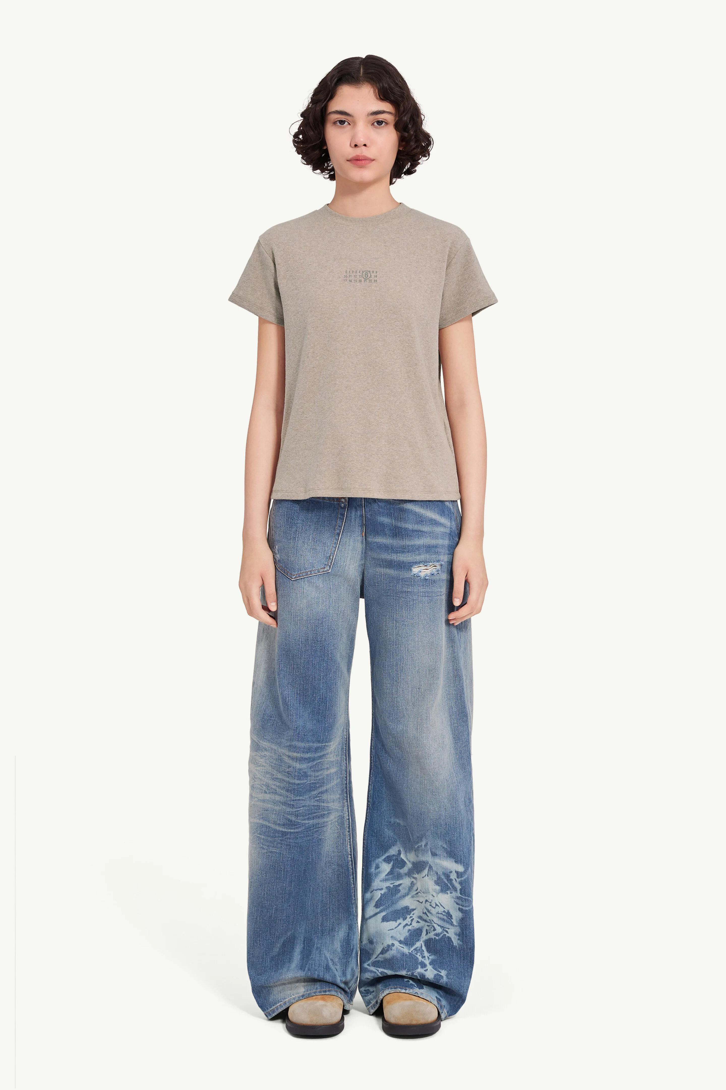 Wool blend rib jersey T-shirt - 1