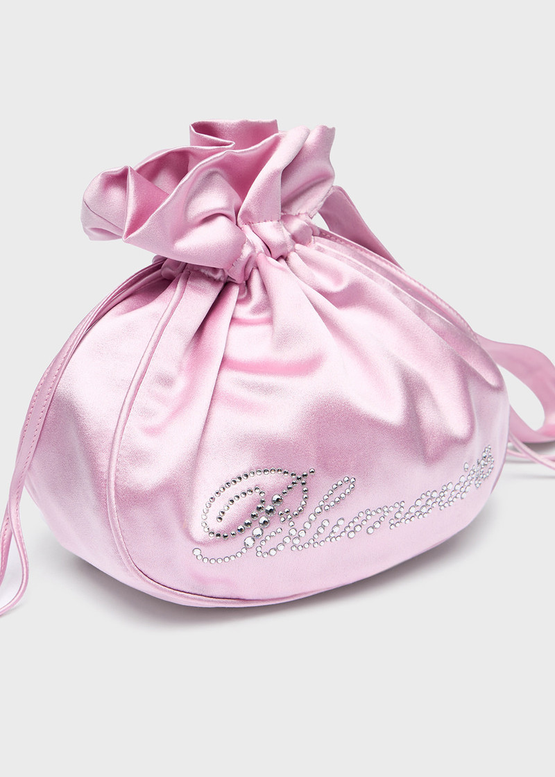 PRINTED SATIN CLUTCH BAG WITH RHINESTONE LOGO 4