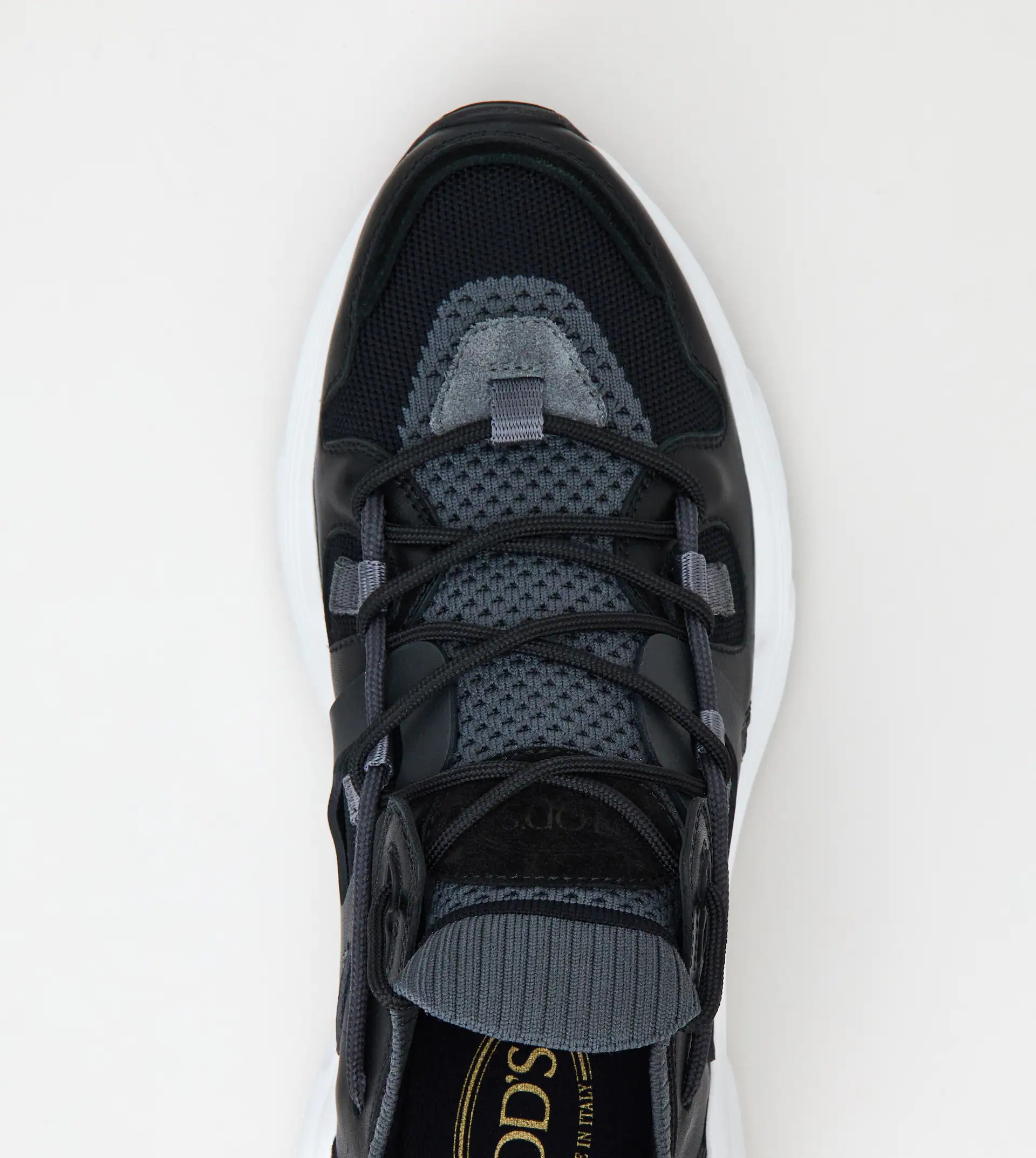 SNEAKERS IN LEATHER AND TECHNICAL FABRIC - BLACK, GREY - 4