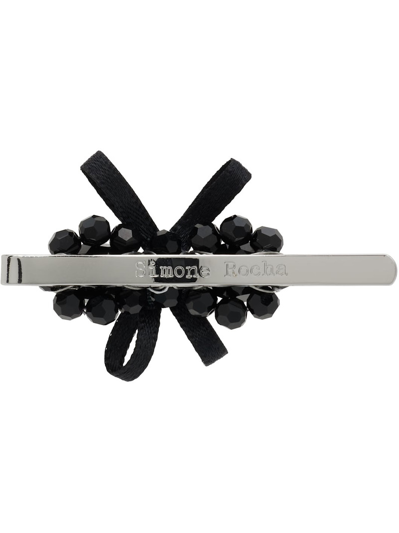 Simone Rocha Black Petite Bow Mini Flower Hair Clip outlook