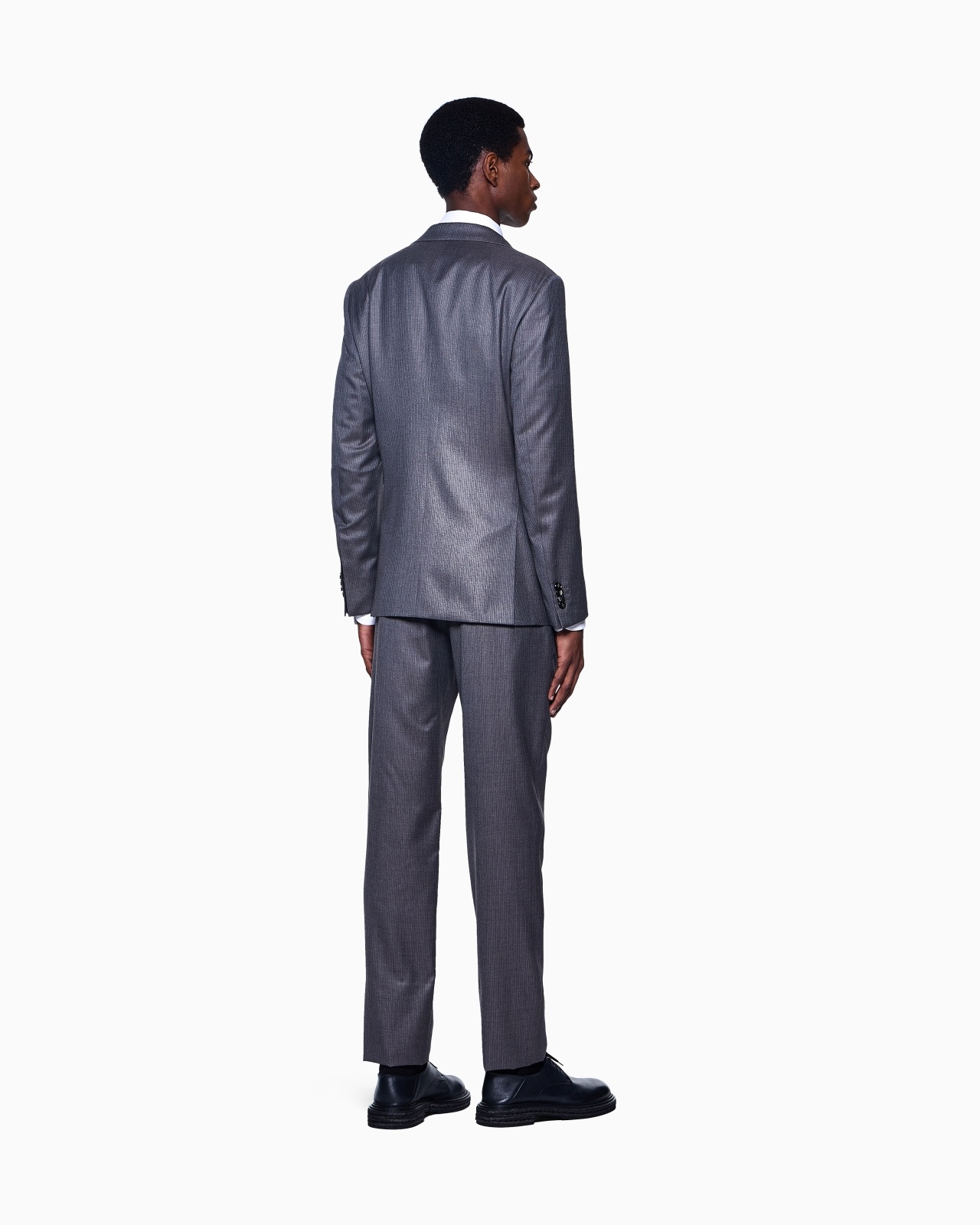 SINGLE-BREASTED SOHO LINE SUIT IN MÉLANGE MICRO-PINSTRIPED VIRGIN WOOL - 3