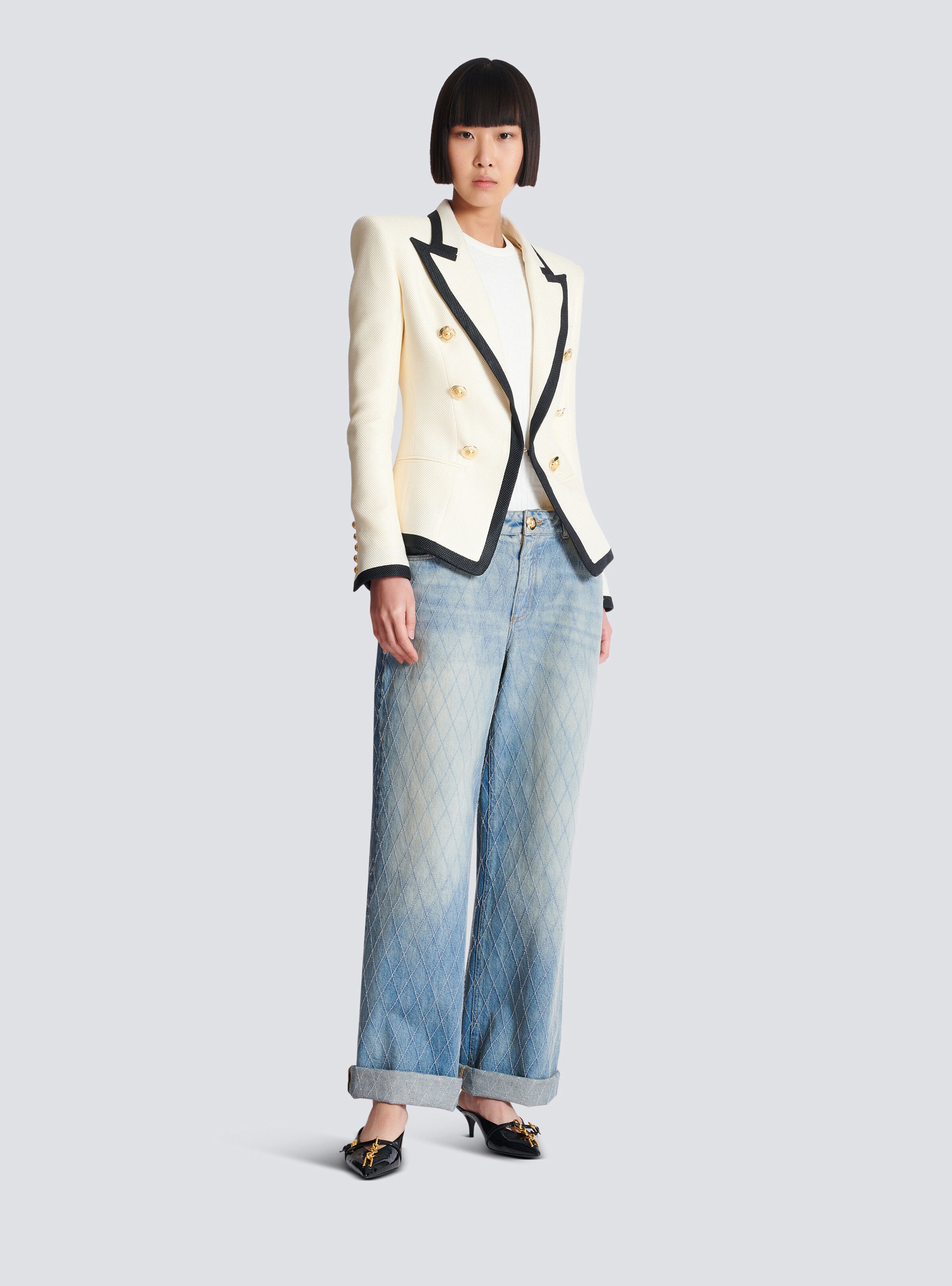 Fitted two-tone basketweave jacket - 3
