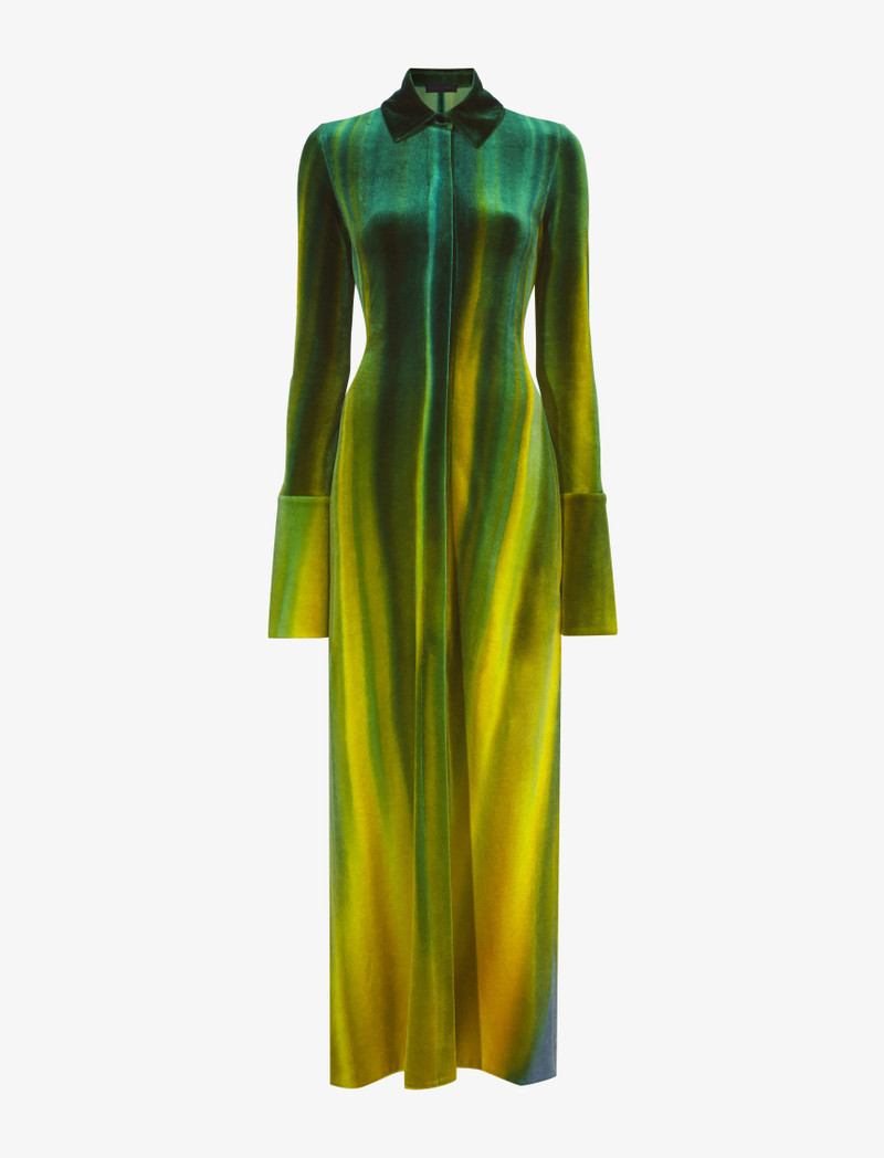 slim fit dress slacks V Neck Long Sleeves Green Long Prom Dress with Velvet Top, Green Forma –  abcprom main image 0