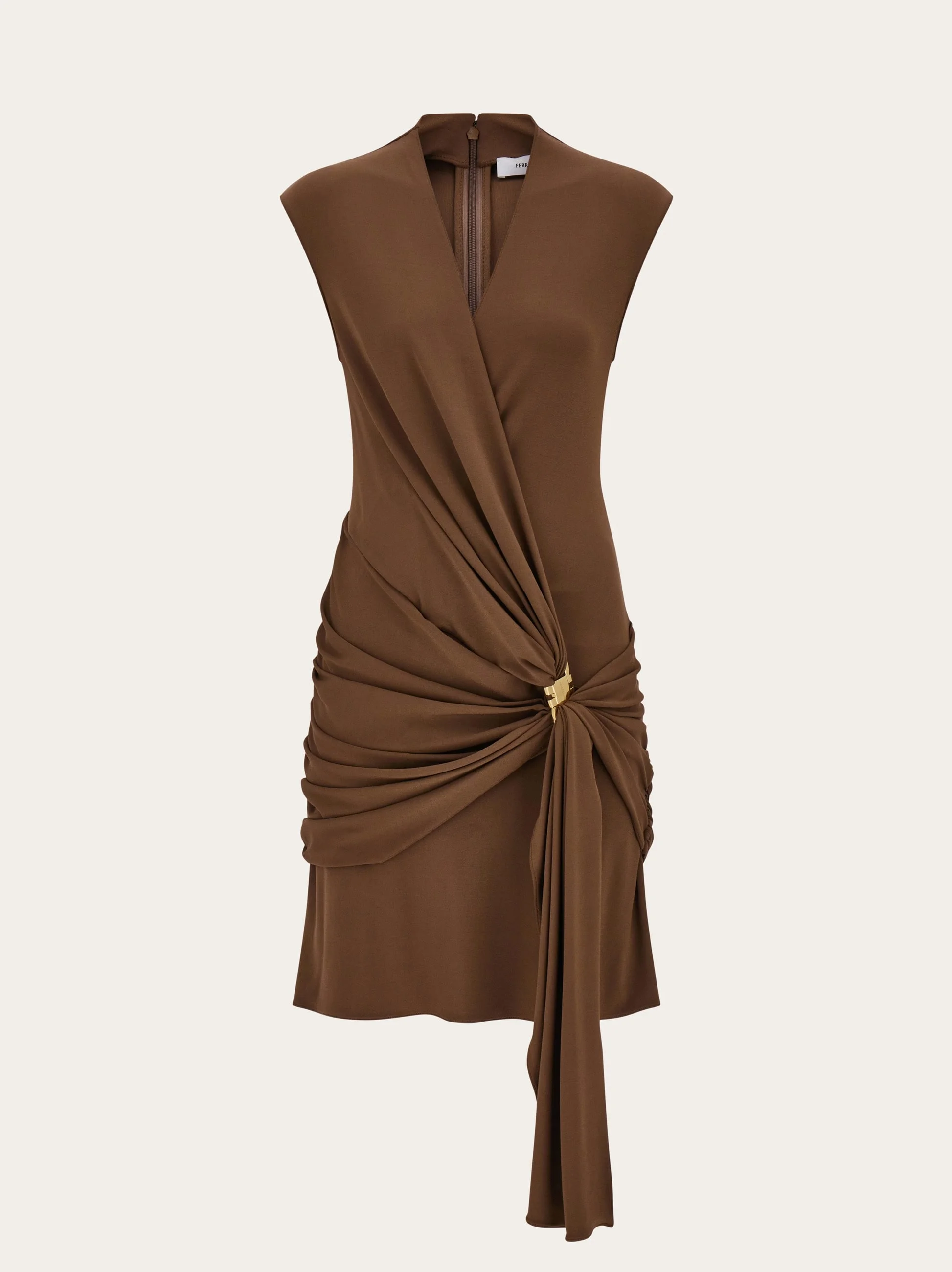 Viscose mini dress with gathered waist - 1