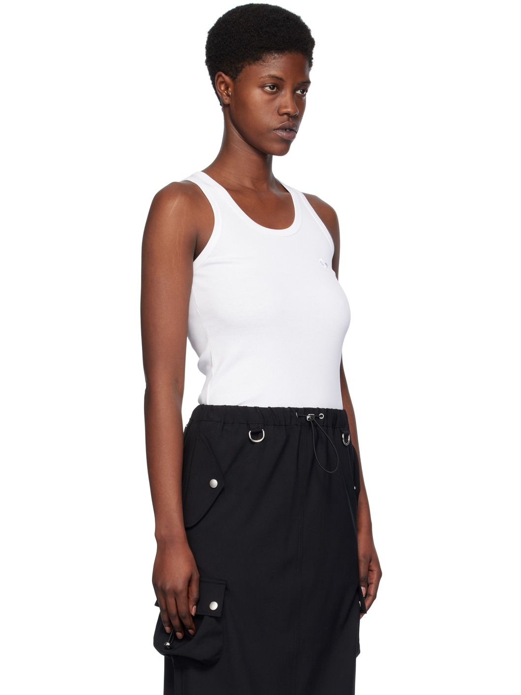 White Embroidered Tank Top - 2