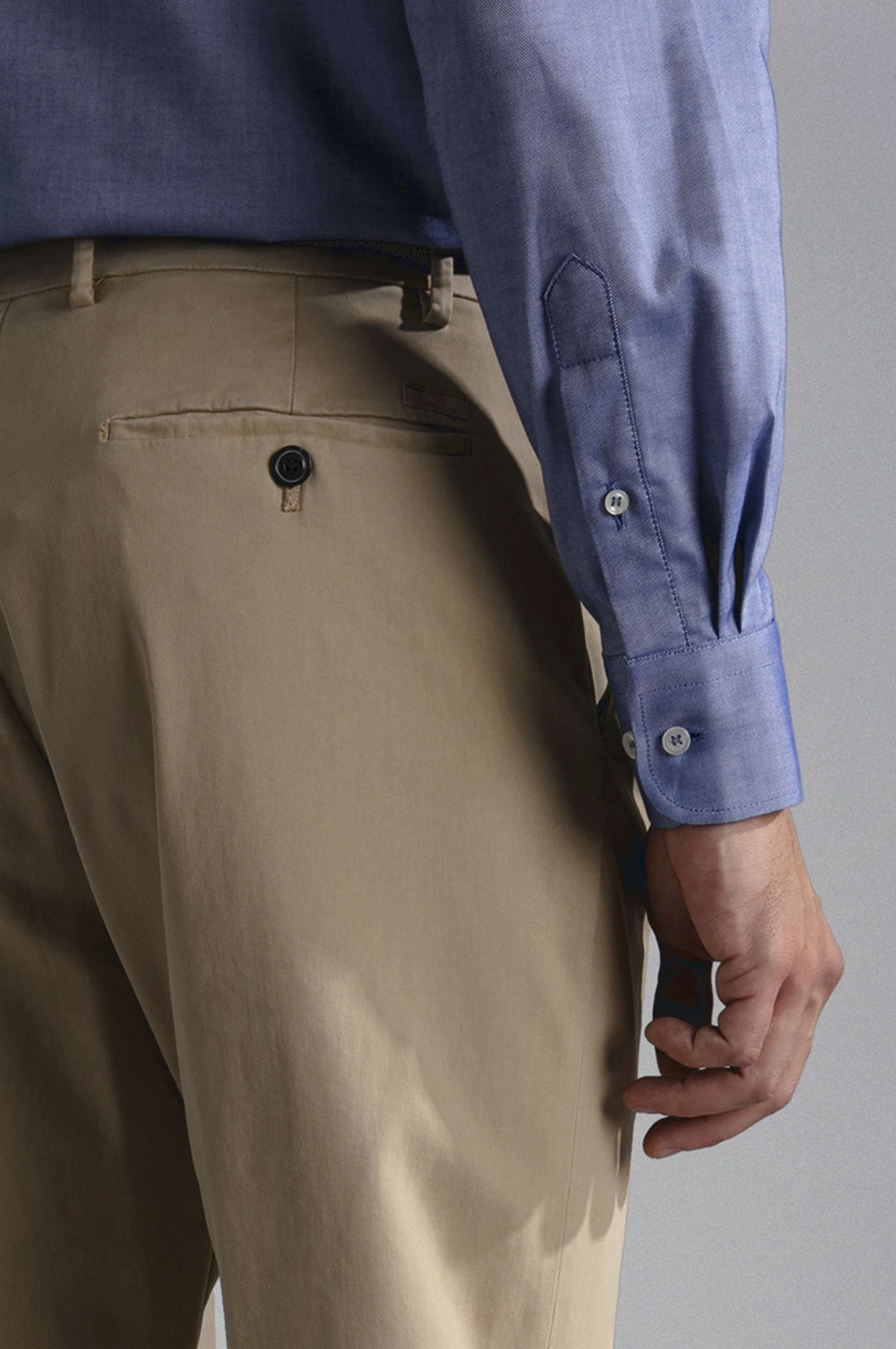 STRETCH COTTON REGULAR CHINO TROUSERS - 4
