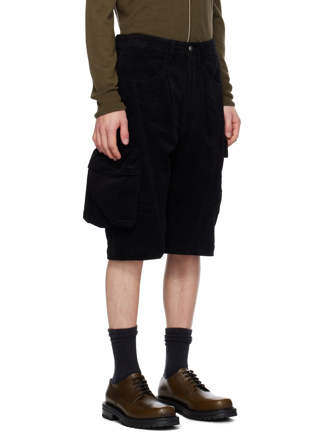 Black Milano Corduroy Cargo Pants - 4