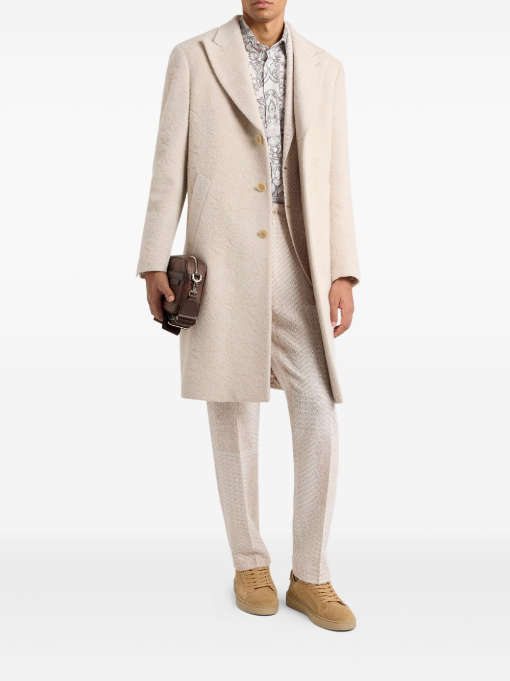 wool-blend single-breasted coat - 2