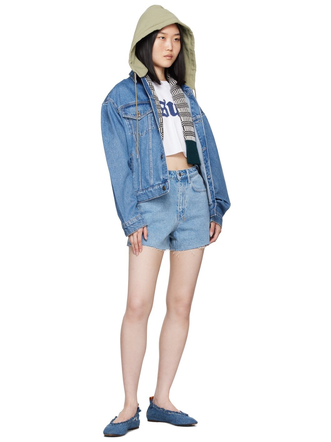 Blue Rise N Hi Torn Up Denim Shorts - 4