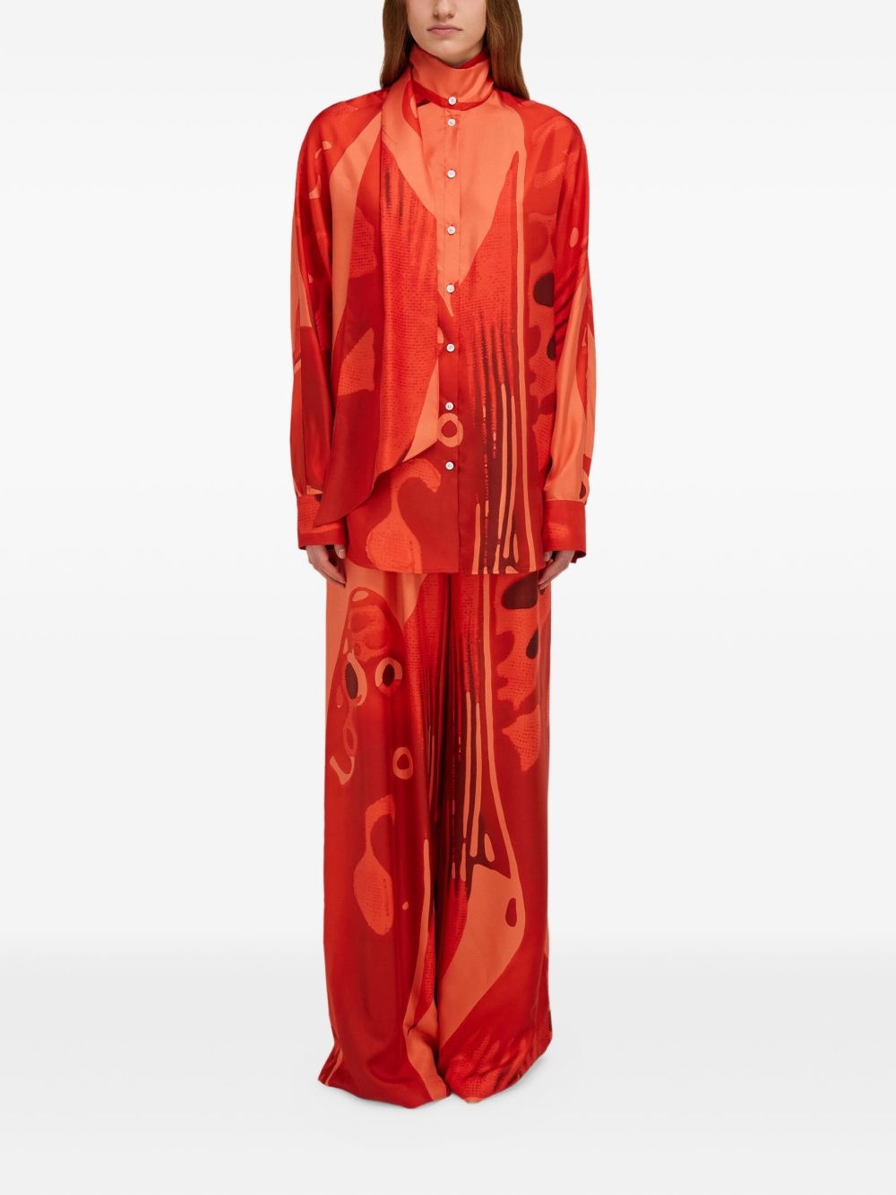 sash-detail silk shirt - 3