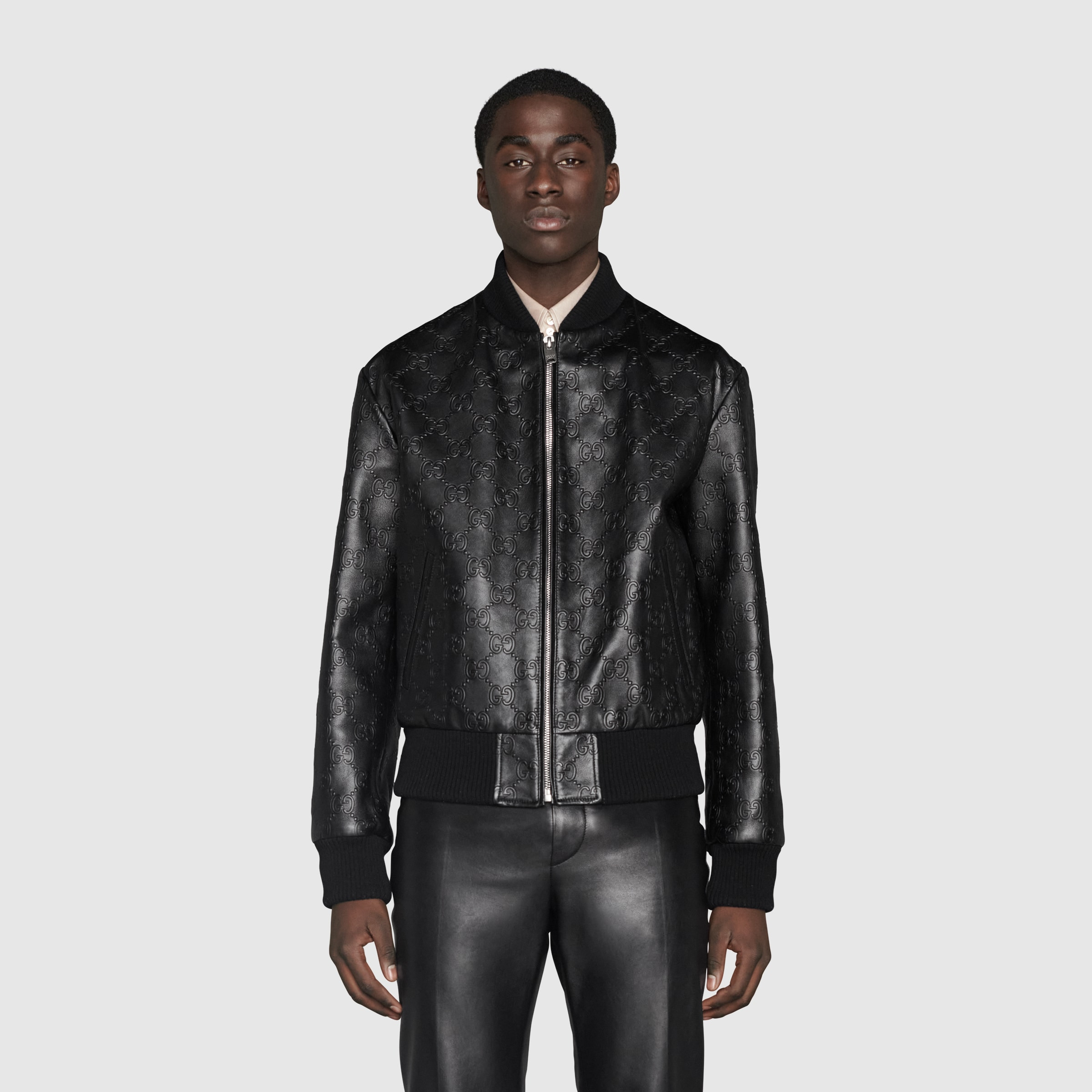 GG leather bomber jacket - 3