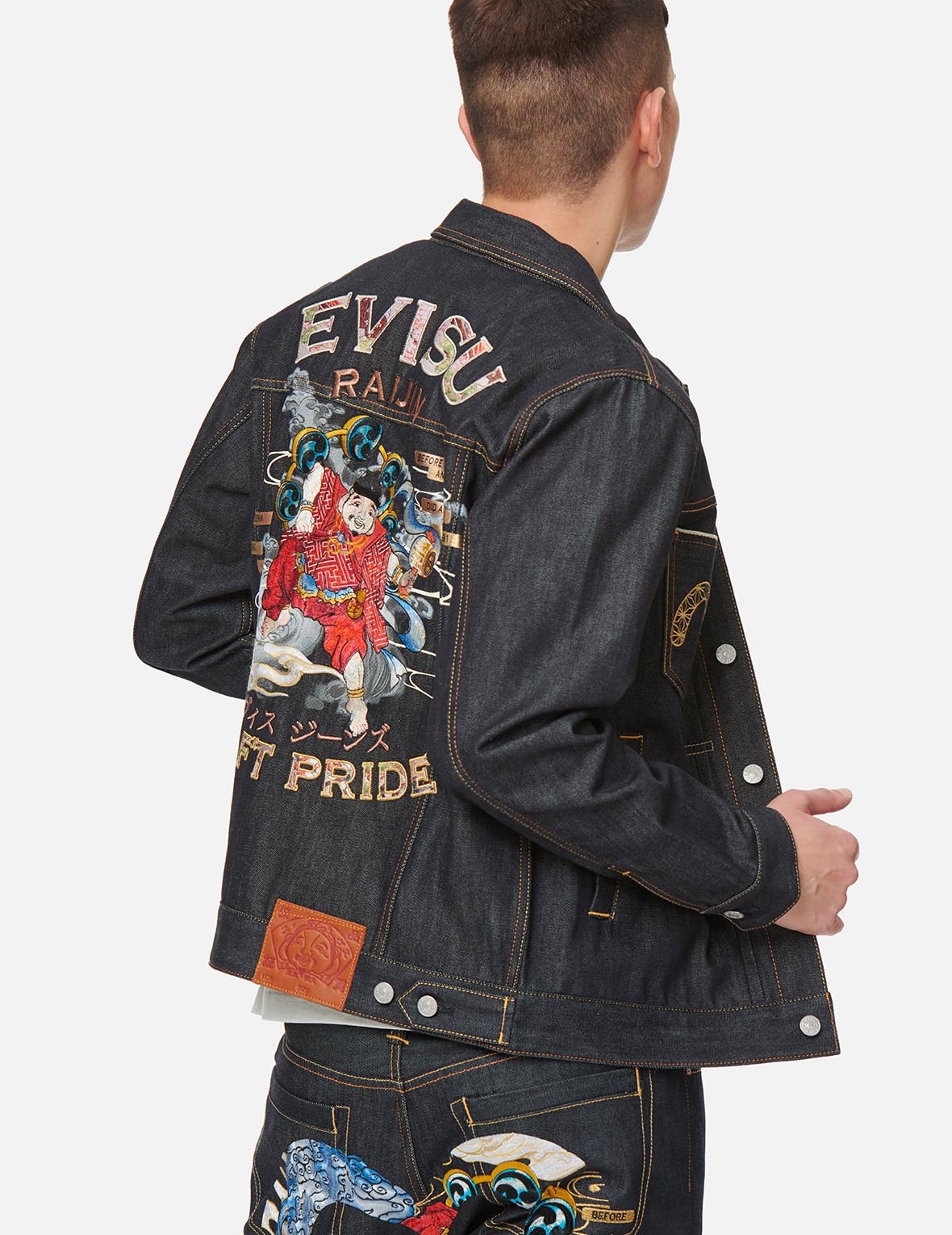 EVISU RAIJIN EMBROIDERED DENIM JACKET | REVERSIBLE