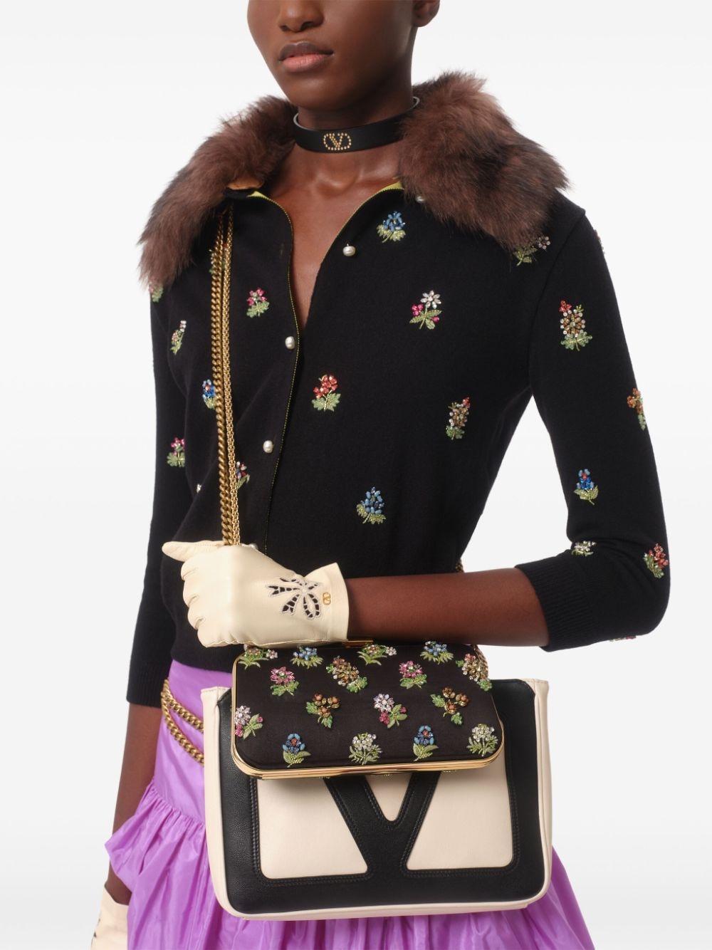 embroidered wool cardigan - 6