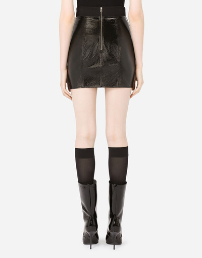 Dolce & Gabbana Coated cotton miniskirt with laces and eyelets outlook