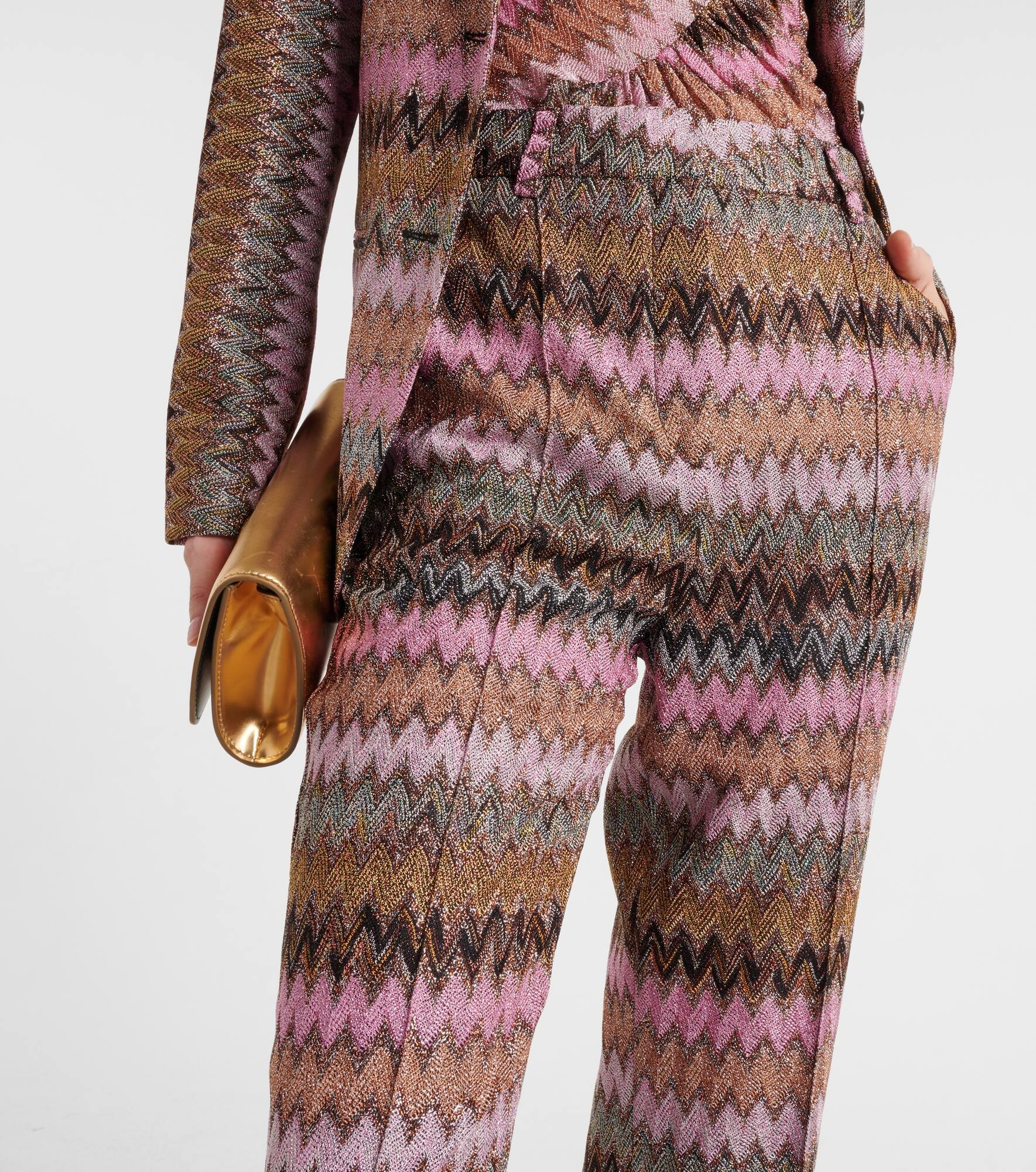 Zig Zag metallic flared pants - 4