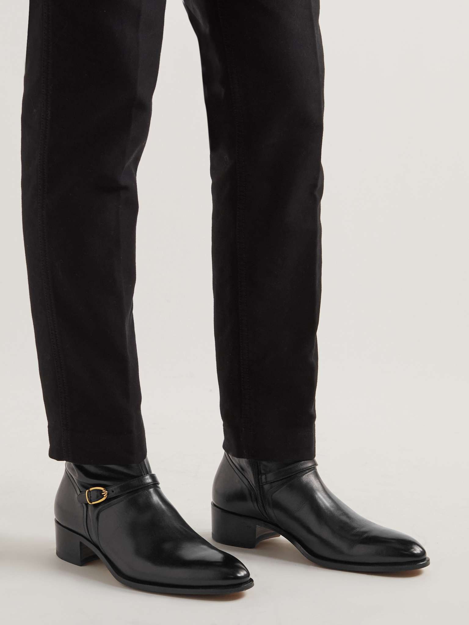 Buckled Polished-Leather Boots - 2
