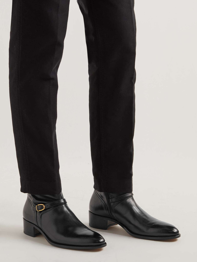 TOM FORD Buckled Polished-Leather Boots outlook