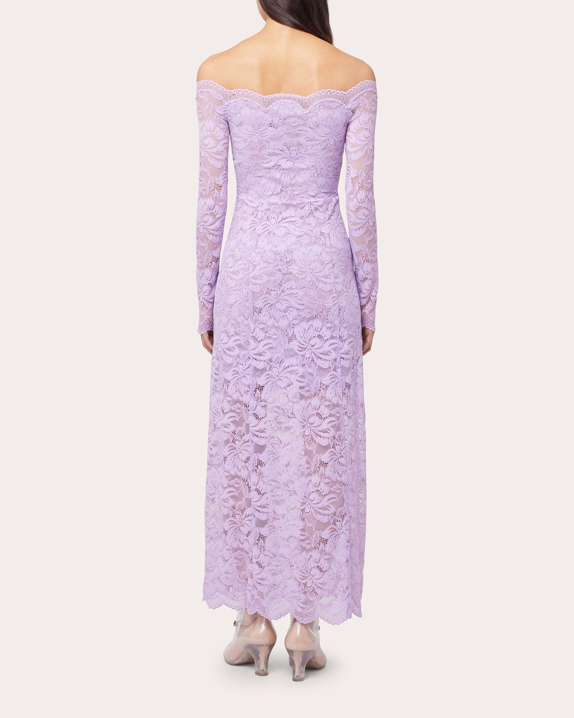 Floral Lace Ruched Off-Shoulder Maxi Dress - 3