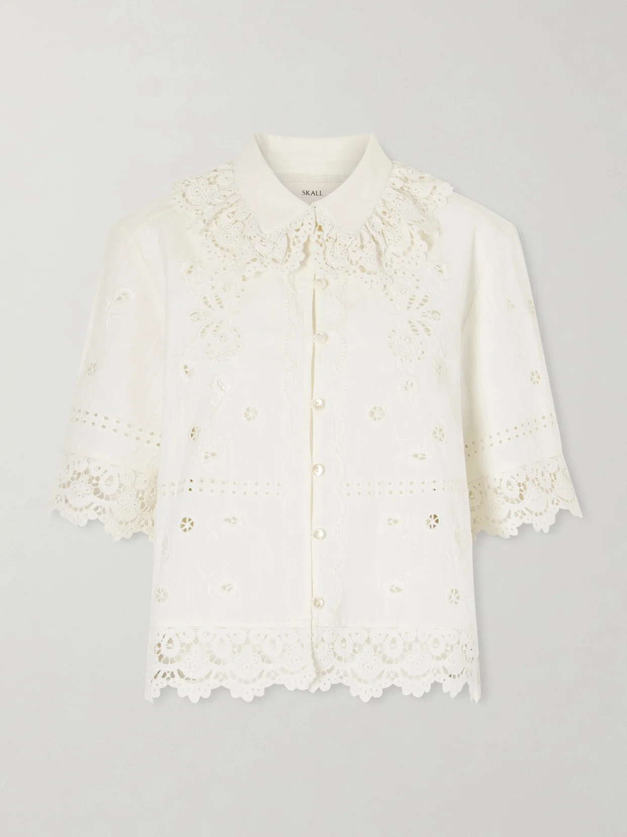Talia Broderie Anglaise Cotton And Linen-blend Shirt - 1