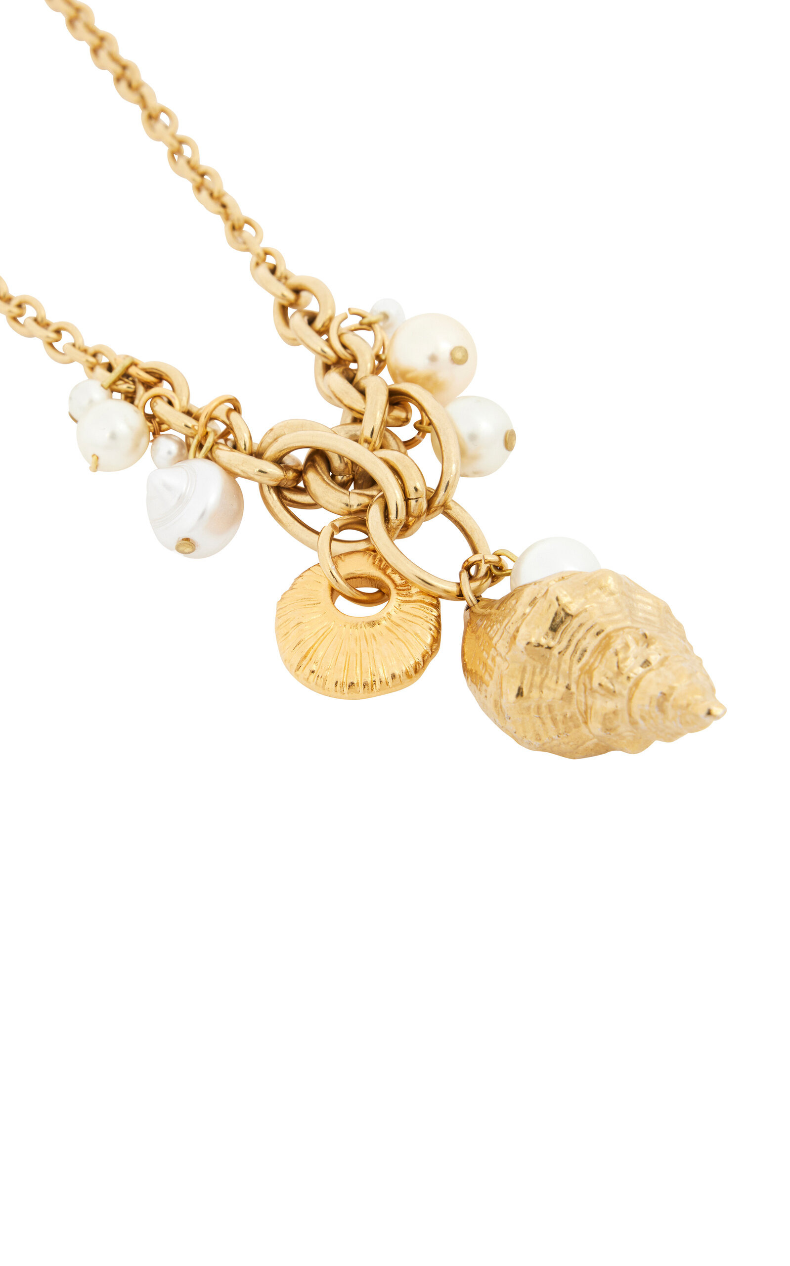 Shell and Pearl Pendant Necklace gold - 3